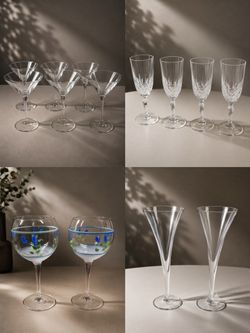 Glass Stemware Set – Martini, Champagne, Wine & Flute Glasses