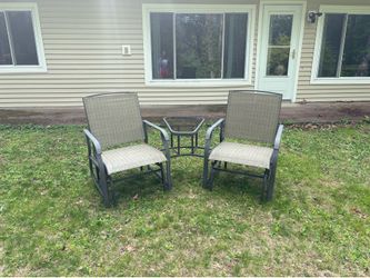 Outdoor Patio Conversation Set – 2 Chairs + Glass Table