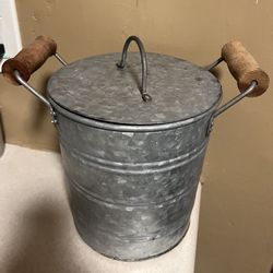 Vintage Galvanized Metal Ice Bucket 