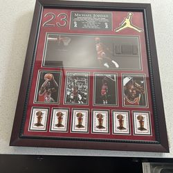 Michael Jordan 1988 Slam Dunk Collage With Trophies