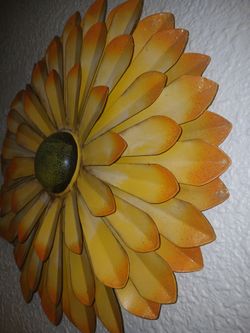 Large Vintage Metal Yellow Flower