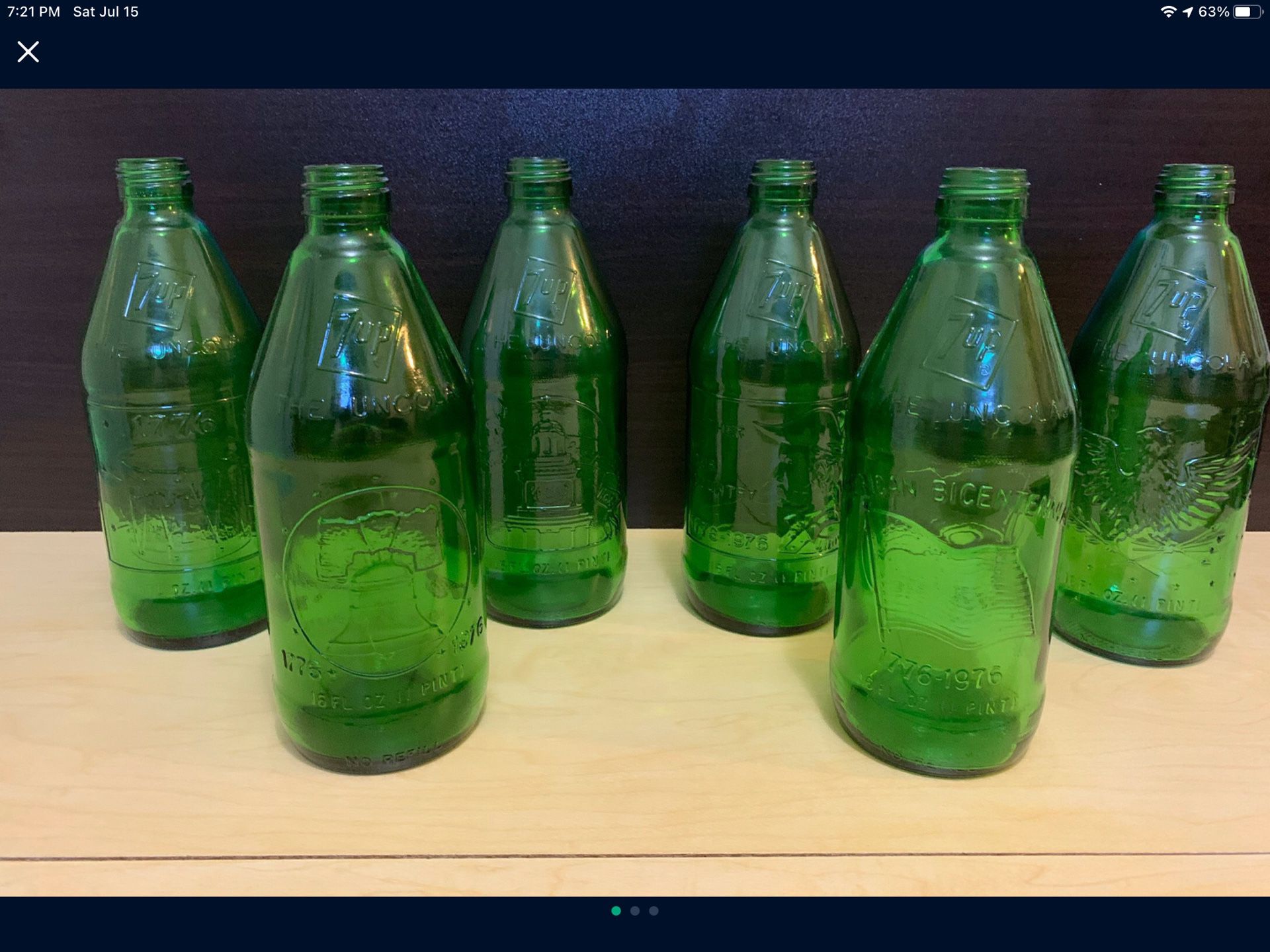 7up 1970s Bicentennial Bottles (x6)