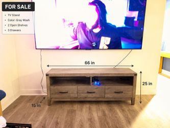 Gray Wood TV Stand / Entertainment Center - 66"