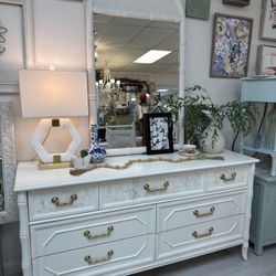 Refinished Broyhill Faux Bamboo Dresser And Mirror available at Do Over Decor in Jensen Beach 