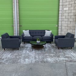 *Free Delivery* Gray Modern Living Spaces Couch Sofa Chair Set