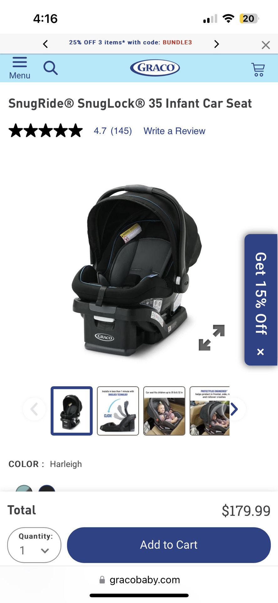 New Out Of Box Infant Car seat Used Once, No Accidents
