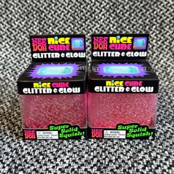NEEDOH NICE CUBE GLITTER & GLOW PINK SET OF 2