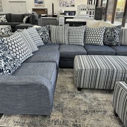 Memorial Day Sale, Modern style, timeless comfort: Dive into our striped sectional sofa set!
