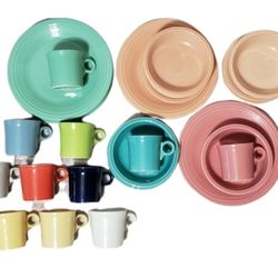 Fiestaware Fiesta Homer Laughlin Mix Color Cup/Coupe Soup Bowl/Bread Plate Set