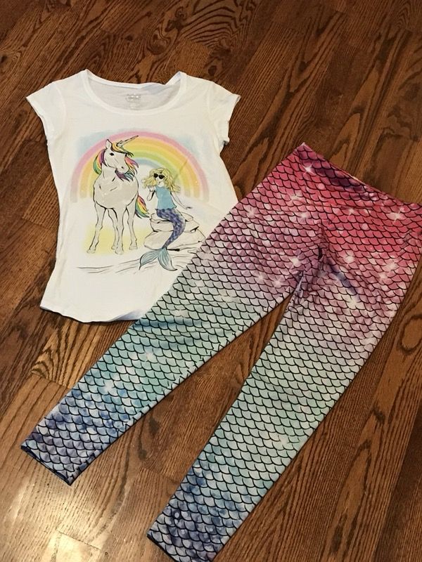 Justice Mermaid & Unicorn shirt and Mermaid leggings. Size 14