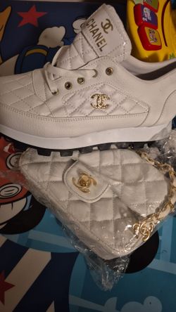 🤍✨ Elegant White Sneakers & Matching Handbag Set 👟👜