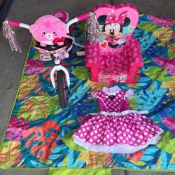 MinnieMouse Bike / Minnie Mouse Chair / Minnie Mouse Costume / Hello Kitty Care Bear Stuffy 