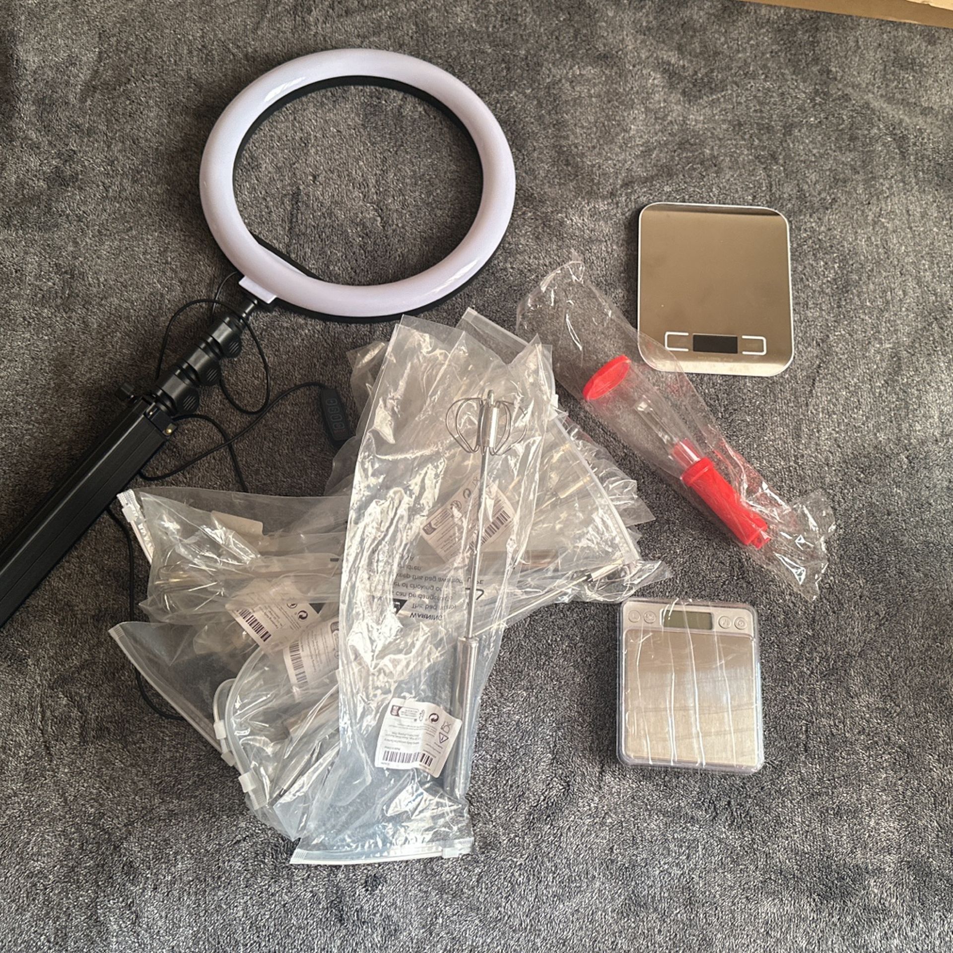 Whisk, Ring Light, Food Scales