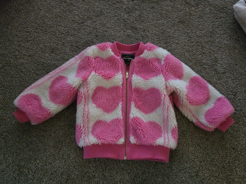 Rock Your Baby Heart Sherpa Jacket Size 4T
