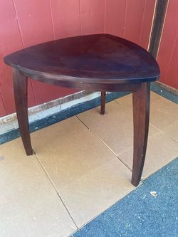 Triangular Wood End Table Dark Cherry