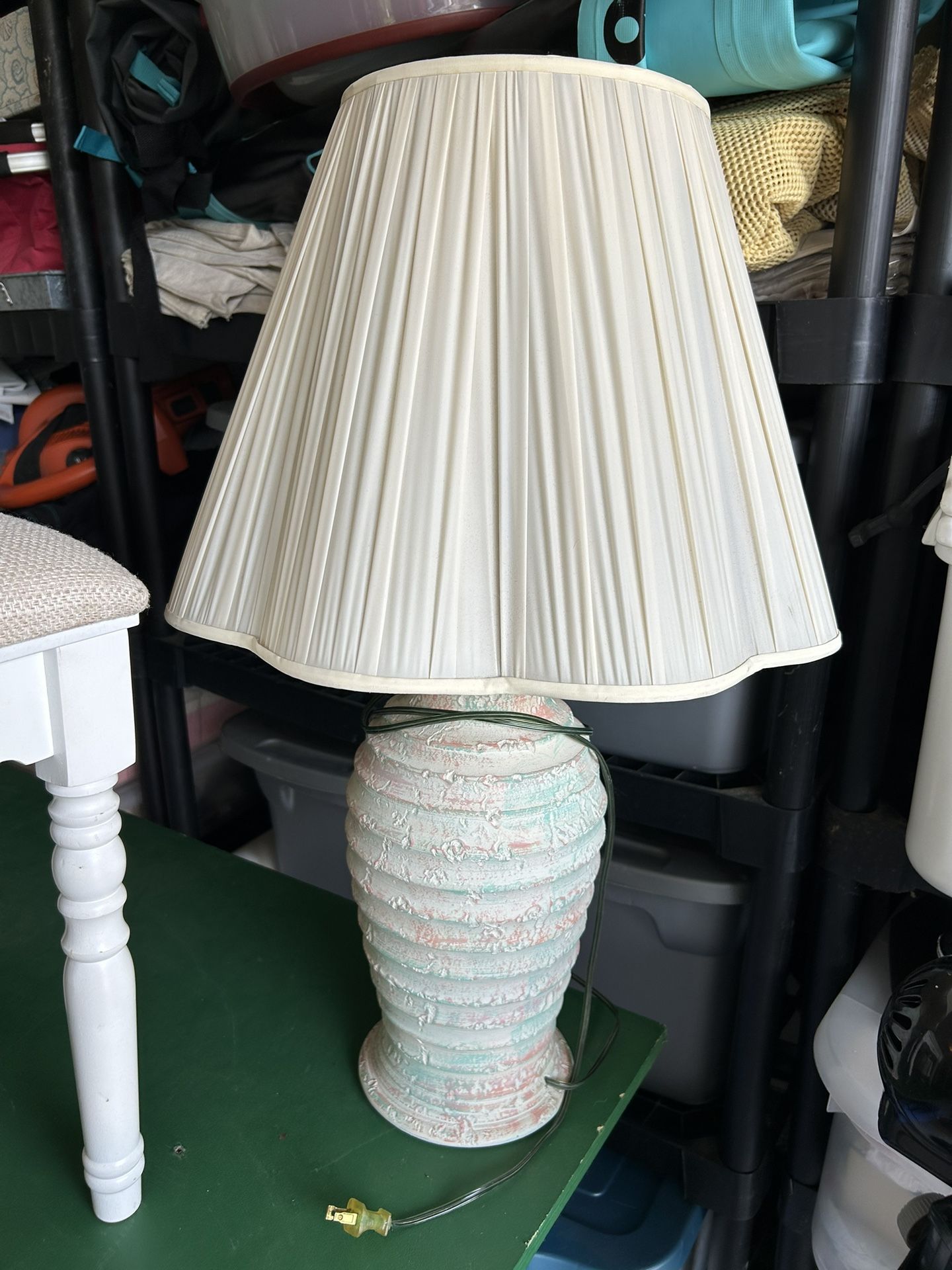 Vintage 80s Plaster Lamp With Scalloped Shade