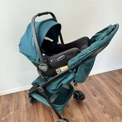 Nuna complete Travel system TRVL stroller & PIPA Lite RX car seat - lagoon green