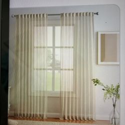 140" X 100" Long, White Sheer Window Curtains