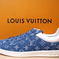 Louis Vuitton Men Sneaker Luxembourg Denim Blue Monogram LV Shoes - Size 9 US
