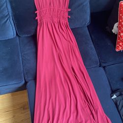 Red, Maxi Dress, With Slit, Maxi, SMALL, SHEIN