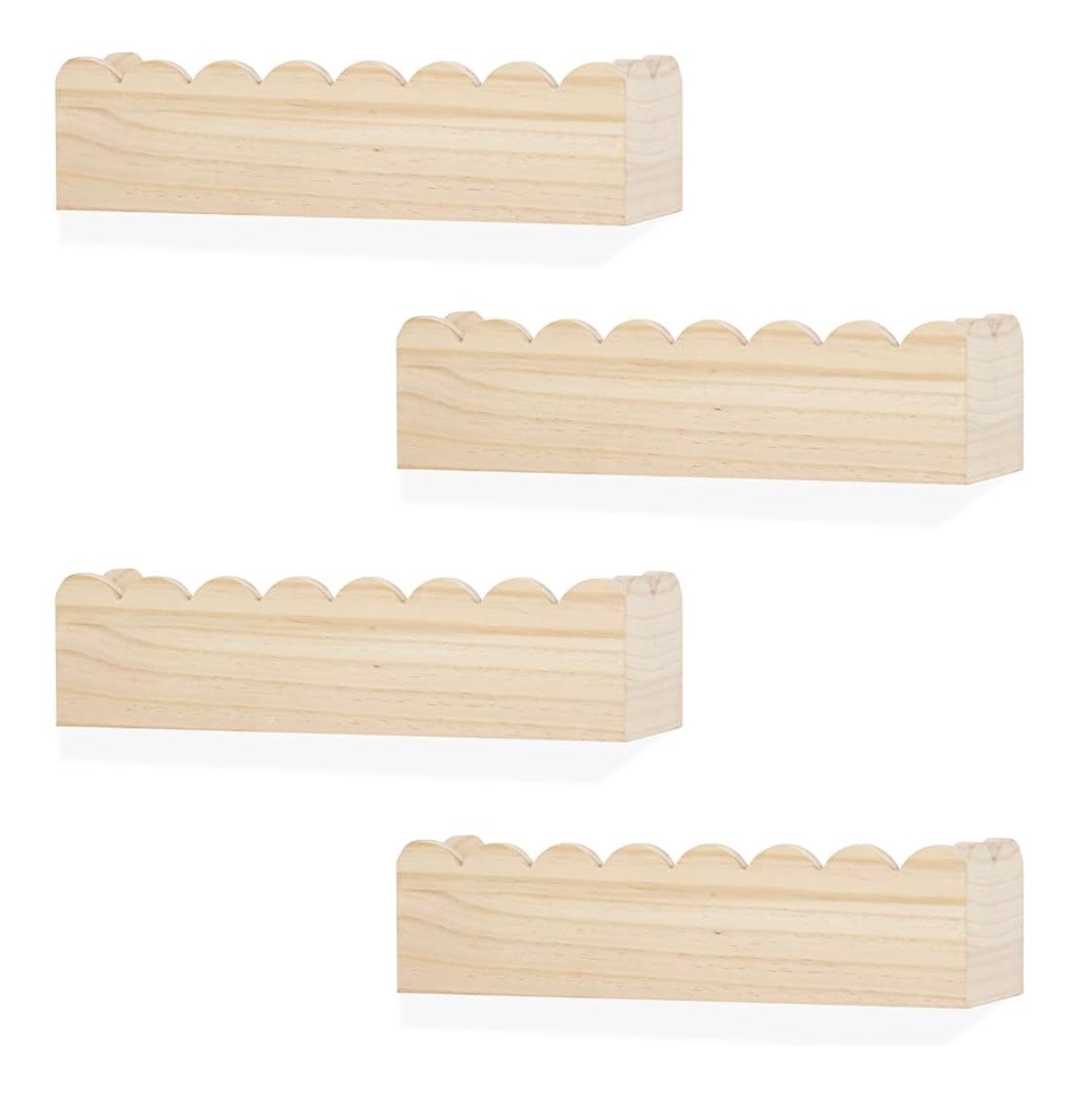 Wood Floating Shelves for Wall,Nursery Bookshelf,Kids Book Shelf,Baby Toys Storage Decor Organizer Wall Mounted for Living Room Bedroom,Wavy Edge,Prea