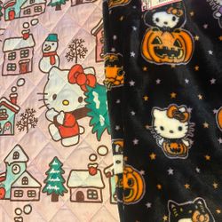 Hello Kitty Combo Silk Throw And Twin Quilted Blanket. 