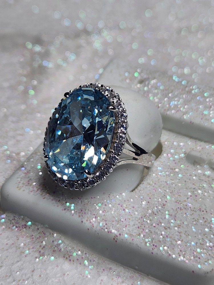 Big Cz 925 Sterling Silver Ring Size 8