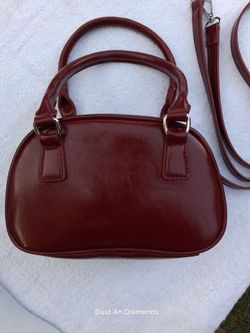 Burgundy bowling bag style mini purse