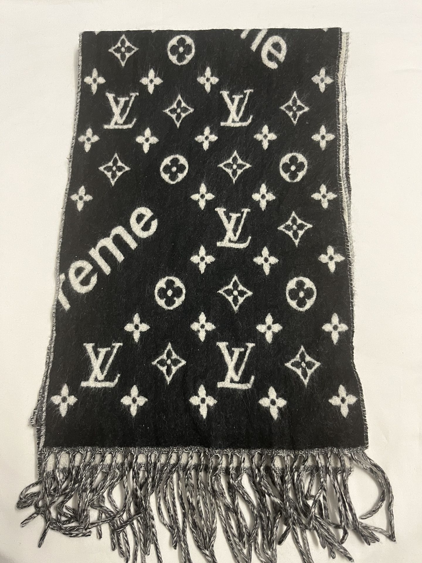 Louis Vuitton X Supreme Cashmere Black Scarf