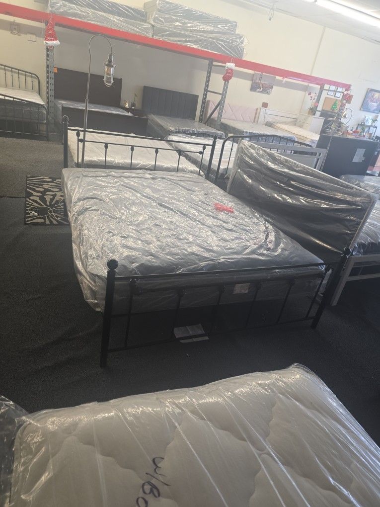 QUEEN METAL BED FRAME $150/MATTRESS $199
