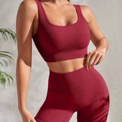 Dark Red Two Piece Workout Set