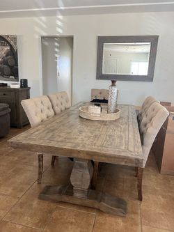Large Rustic Pedestal Dining Table – 7 Ft