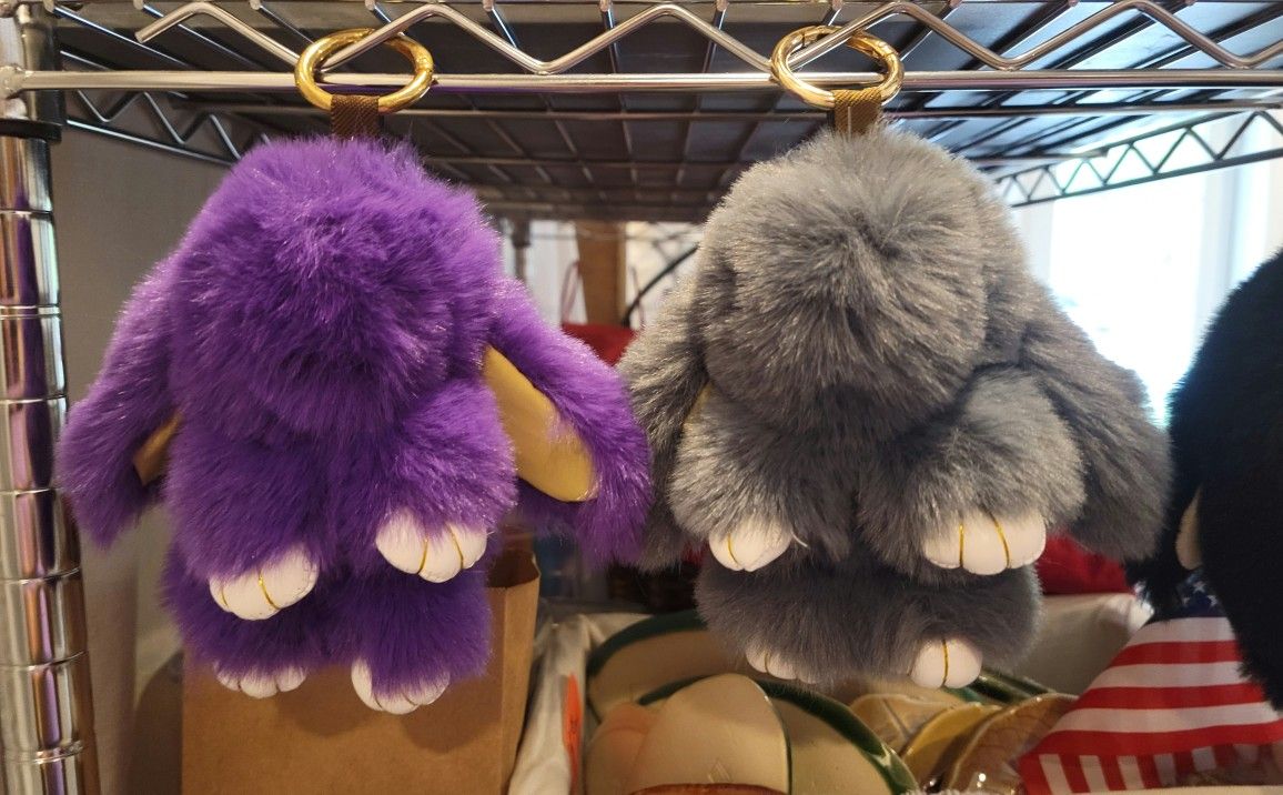 Grey 6.5" Plush Rabbit Keychain Only