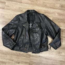  MENS BARNEY LEATHER  BLACK JACKET SIZE 52 (3XL)