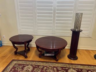4 Pieces - Coffee Table, Side Table, Pillar, Lamp