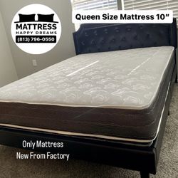 Queen Size Mattress 10 Inches Thick Excellent Comfort Also Available: Twin, Full And King New From Factory Delivery Available