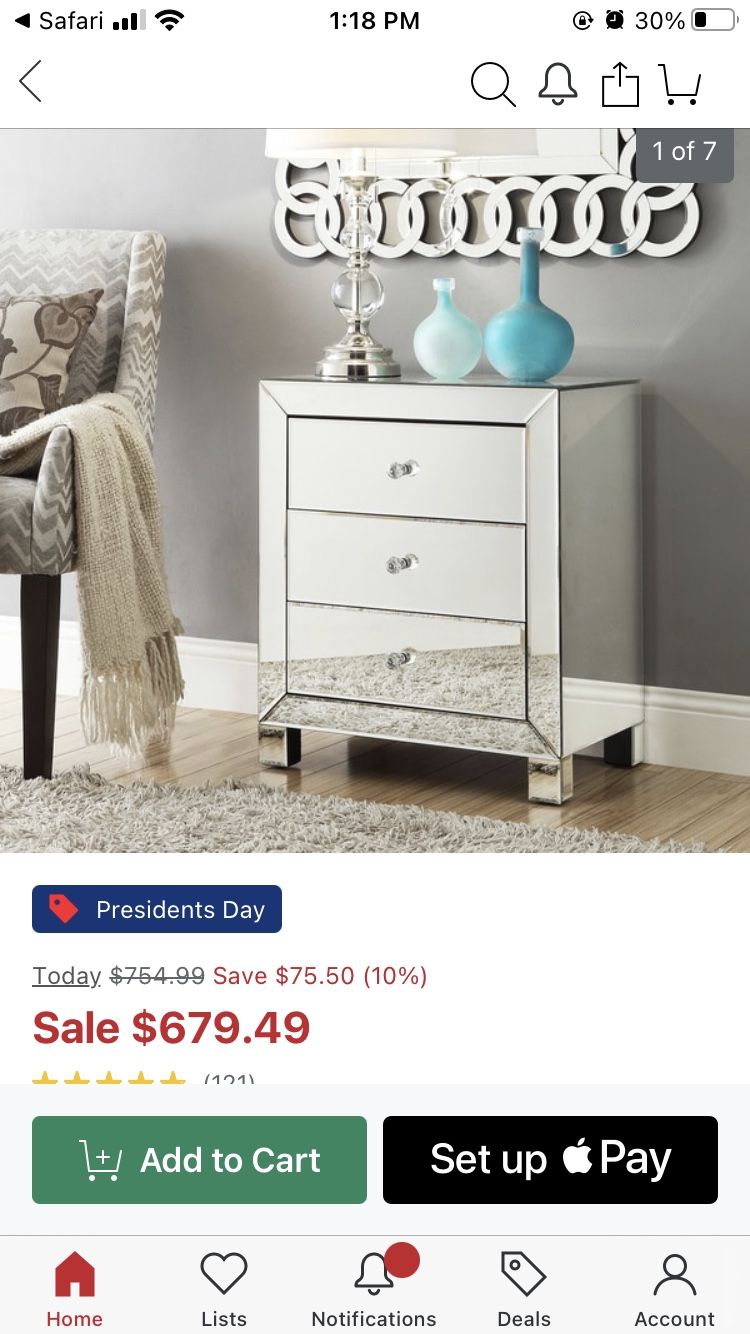 Mirrored nightstand Set Of 2 