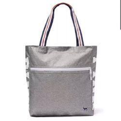 Vs pink marl grey top zip tote