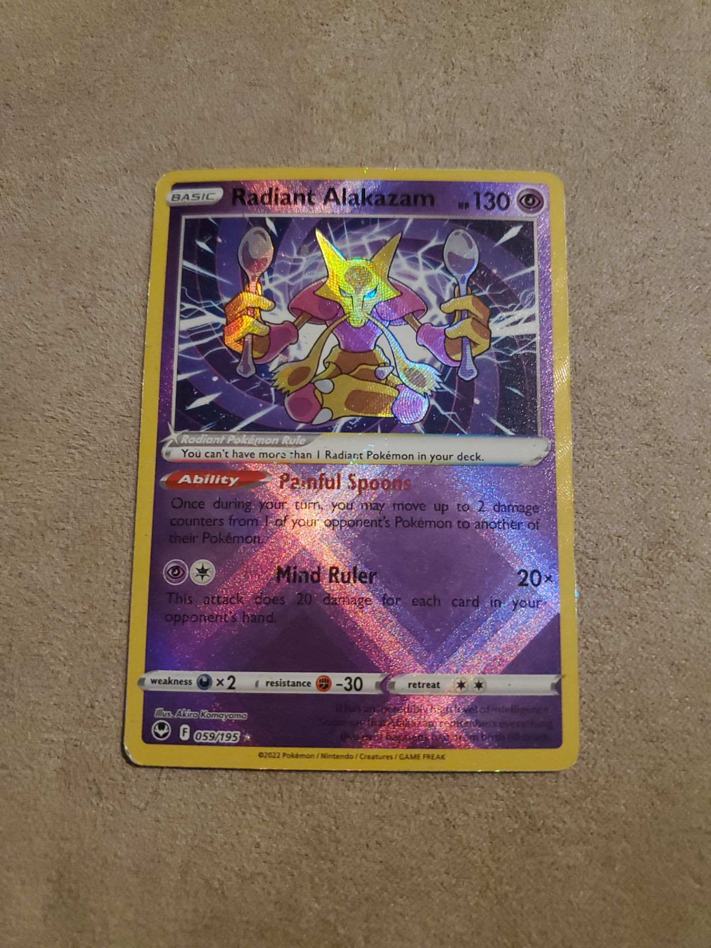 Pokemon Radiant Alakazam card