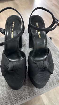 Saint Laurent - Bianca 125 grosgrain platform sandals. size 7