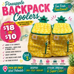 🍍 PINEAPPLE INSULATED BACKPACK COOLERS! 🍍 $18 for BOTH together