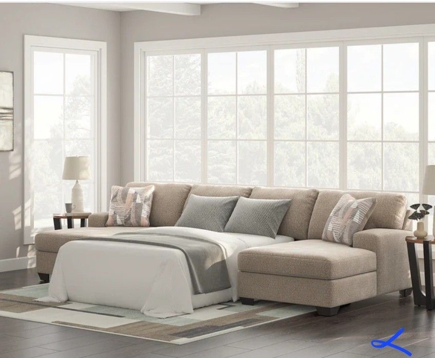 Seyler Lane Hemp 3-Piece Double Chaise Sleeper Sectional