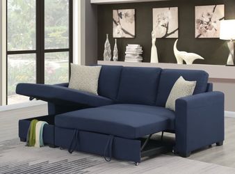 Blue microfiber sectional sleeper sofa couch