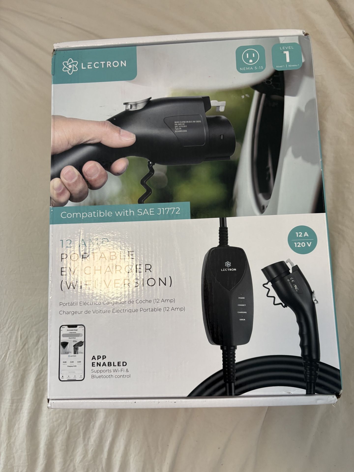 Portable EV Charger 12amp Lectron WIFI Version-BRAND NEW