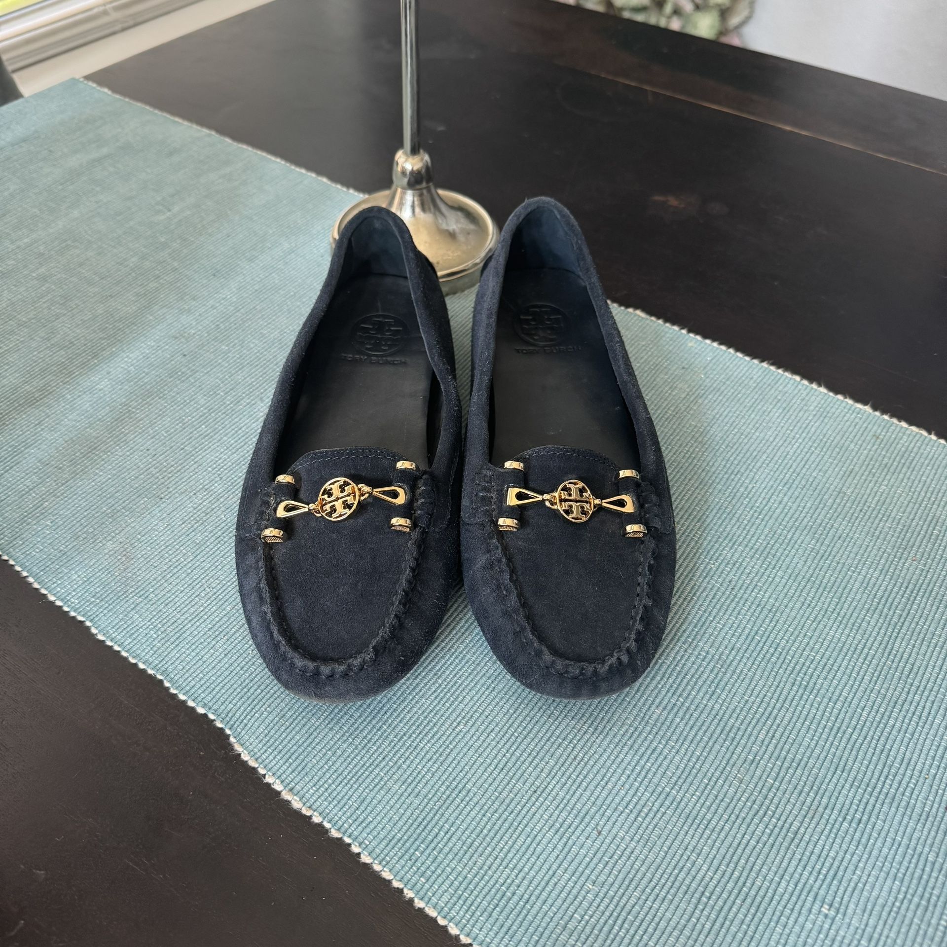 Tory Burch Navy Mocassin Flats Size 8.5