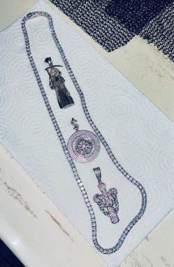 Iced Out Silver Tennis Chain with 3 Pendants