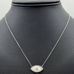 Jewelry 925 sterling silver eye necklace MOP with CZ stones 1.7 CTW