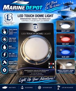 ⚓ Lumitec LED Touch Dome Light — White/Red or White/Blue