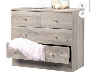 Modern Wood 4-Drawer Dresser Chest Bedside Table for Bedroom,Living Room,Gray