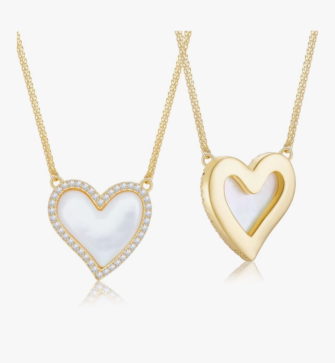 Brand: Ceaklev Abstract Heart Necklace for Women Sterling Silver 925 with Mother of Pearl - Gold Plated Dainty Necklace Gift for Her Brand new. Never